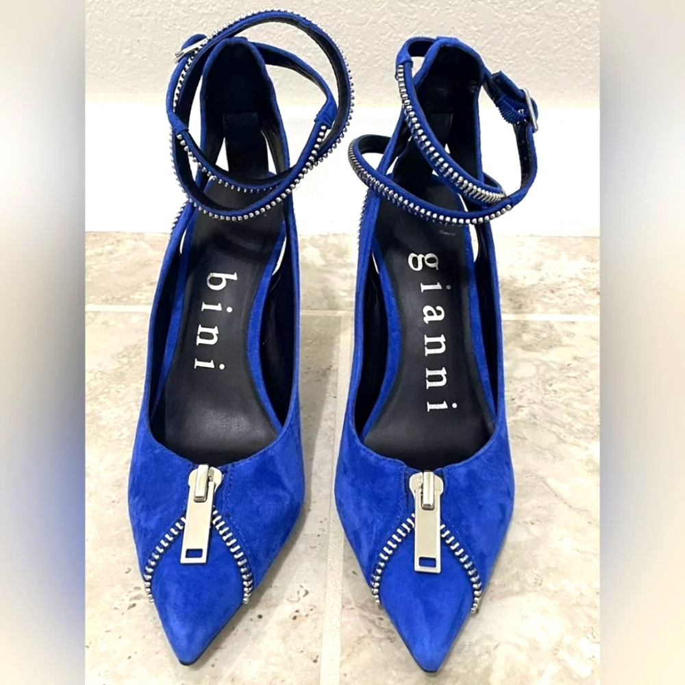Gianni Bini Blue Stiletto Heel w/ Zipper Ankle Strap - NWOT sz 7